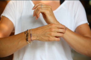 Shows how Balipuras Wristlets look when worn