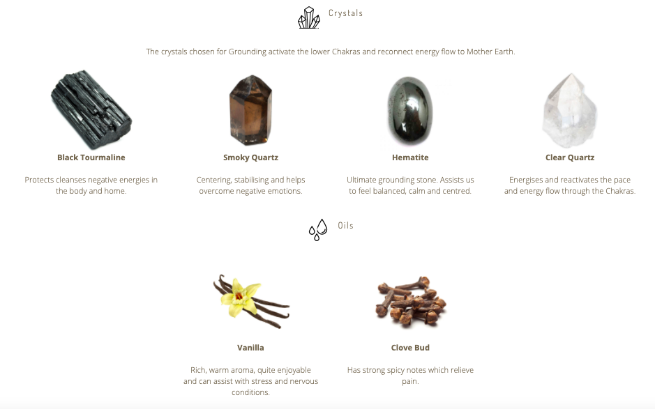 Grounding crystals and essential oils are carefully infused into the Balipura Grounding range